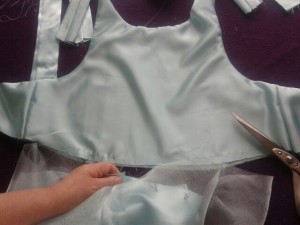 Bodice ready to be pinned to the skirt