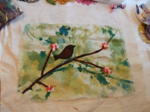 creative textiles workshop bird collage